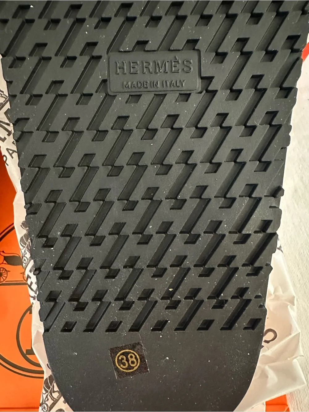 Hermes Brown/Tan Oran Canvas Slide Sandals